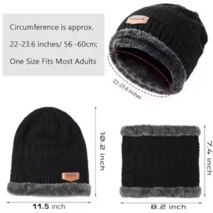 Winter Hat Scarf Gloves Set Beanie Woolen Skull Cap Touch Screen Gloves Neck Warmer 3-in-1 Set ( black, OS )